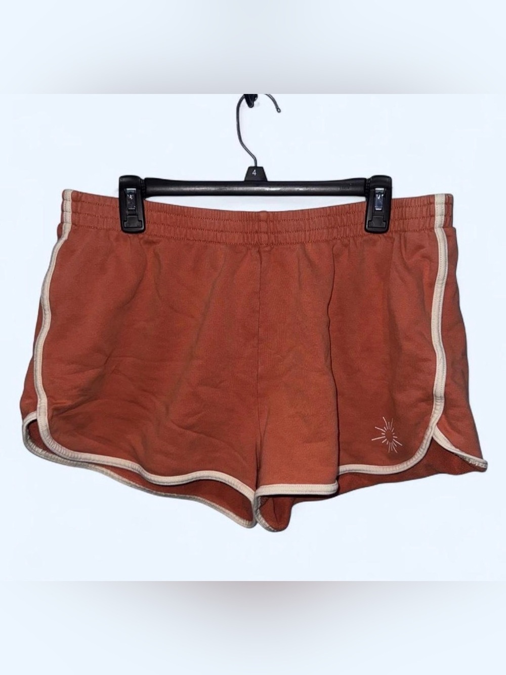 aerie Rust Terry Athletic Shorts with Cream Edge
